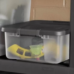 Sterilite 25 Quart Shelf Tote With Flat Gray Lid And Platinum Latches (18 Pack) -Northlight Store GUEST 5f1eb0c8 5def 460d b722 c9f8412632c9