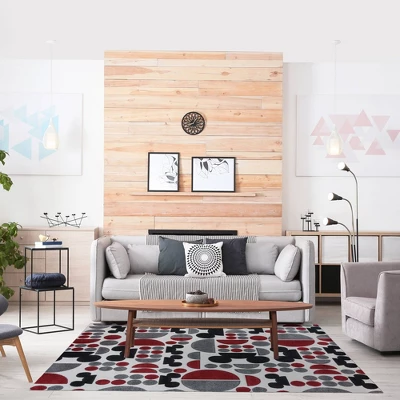 Disney Mickey Mouse Encore 5'3"x7' Indoor Spheres Area Rug Red/Black/Gray 3 Disney Mickey Mouse Encore 5'3"x7' Indoor Spheres Area Rug Red/Black/Gray