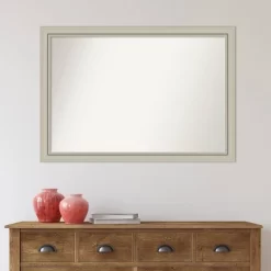 40" X 28" Non-Beveled Romano Silver Narrow Wood Wall Mirror - Amanti Art -Northlight Store GUEST 61a76312 3e24 4d79 ba05 62a1bf4cc73a