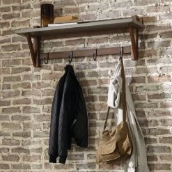 Brookside Entryway Coat Hook Concrete Coated Top And Wood Light Gray/Brown - Alaterre Furniture -Northlight Store GUEST 62032421 c59c 4111 8c2f 3a511692d130