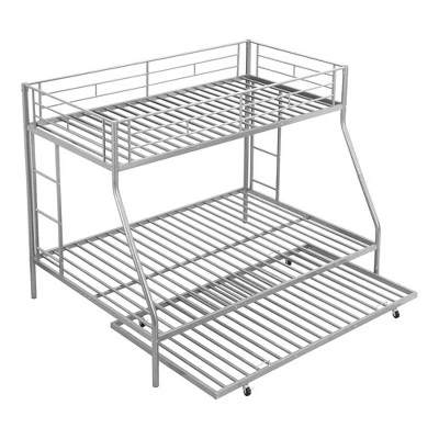 Twin Over Full Steel Bunk Bed With Twin Size Trundle Bed And Two-Side Ladders-ModernLuxe 7 Twin Over Full Steel Bunk Bed With Twin Size Trundle Bed And Two-Side Ladders-ModernLuxe - Image 5
