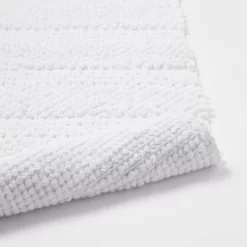 20"x32" Knit Striped Chenille Bath Rug Fringe White - Threshold™ -Northlight Store GUEST 6239af6f a180 4d02 b1e9 c8e4e3c6d71f