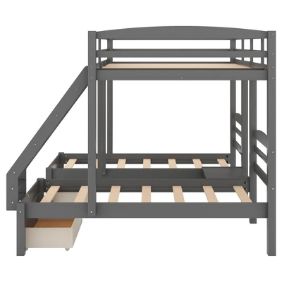 Full Over Twin & Twin Bunk Bed, Gray - ModernLuxe 9 Full Over Twin & Twin Bunk Bed, Gray - ModernLuxe - Image 7
