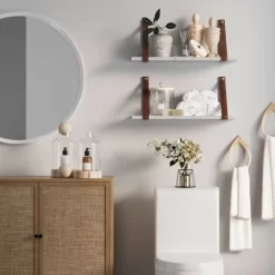 Brandon Vintage Matte Faux Marble Wall Shelf Brown - Nathan James -Northlight Store GUEST 6316bf1a 7063 498f ba57 25f1bfe98a71