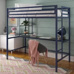 Twin Maxwell Metal Loft Bed With Desk & Shelves Blue/Black - Novogratz -Northlight Store GUEST 63e85108 62b9 4a7d 8a8e 9e3bf953eb2a