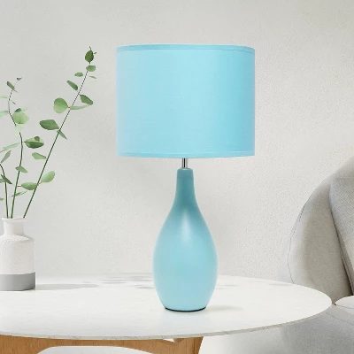 18.11" Traditional Standard Ceramic Dewdrop Table Desk Lamp With Matching Fabric Shade Blue - Creekwood Home 8 18.11" Traditional Standard Ceramic Dewdrop Table Desk Lamp With Matching Fabric Shade Blue - Creekwood Home - Image 6