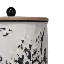 Set Of 3 Cream And Gray Floral Metal Decorative Storage Canisters - Foreside Home & Garden -Northlight Store GUEST 650257c7 31d4 4b59 b9b2 17adfb851bec