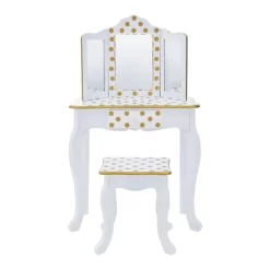 Fashion Polka Dot Gisele Play Vanity Set With Led Mirror White/Gold - Teamson Kids -Northlight Store GUEST 65055718 9fd1 44a2 9e6d 7361695112e8