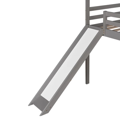 House Shape Twin Size Loft Bed With Slide, Gray - ModernLuxe 12 House Shape Twin Size Loft Bed With Slide, Gray - ModernLuxe - Image 10