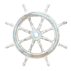 Wood Sail Boat Ship Wheel Wall Decor With Distressing Blue - Olivia & May 40 Wood Sail Boat Ship Wheel Wall Decor With Distressing Blue - Olivia & May -Northlight Store GUEST 6839037e b8e5 4a3e b3ec 4dc25c356b08
