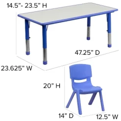 Flash Furniture 23.625"W X 47.25"L Rectangular Plastic Height Adjustable Activity Table Set With 6 Chairs -Northlight Store GUEST 68c5d6f3 0e36 4119 b9ad e2a9ebcad48c