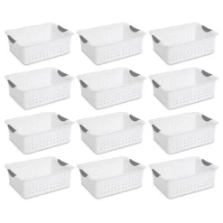 Sterilite Ultra Ventilated Open Top Plastic Storage Organizer Basket With Gray Contoured Carrying Handles -Northlight Store GUEST 696b89d2 47d6 4035 9db0 4e498d412d63