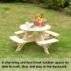 Gardenised Wooden Kids Round Picnic Table Bench, Outdoor Children's Backyard Table, Crafting, Dining, And Playtime Patio Table -Northlight Store GUEST 6a338b41 e9e9 490d 82ca b2a5e542e97c