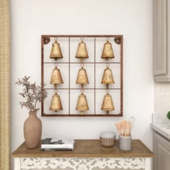 Metal Bell Square Frame Wall Decor Brass - Olivia & May -Northlight Store GUEST 6ae81309 0753 4fd5 b2a1 ce87c4b37390