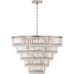 Vienna Full Spectrum Magnificence Satin Nickel Chandelier 24 1/2" Wide Modern Faceted Crystal Glass 15-Light LED Fixture For Dining Room House Kitchen -Northlight Store GUEST 6c0cd1d3 b835 47ab a279 409caaac1afc