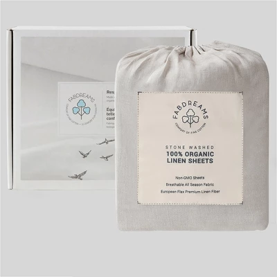 Fabdreams 100% Organic Linen 4-Piece Sheet Set- Stonewashed Finish 4 Fabdreams 100% Organic Linen 4-Piece Sheet Set- Stonewashed Finish - Image 2