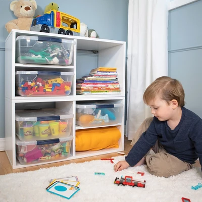 Rubbermaid Cleverstore Bundle With 4 Pack Of 41 Quart Stackable Latching Storage Totes And 4 Pack 95 Quart Stackable Latching Storage Bins, Clear 3 Rubbermaid Cleverstore Bundle With 4 Pack Of 41 Quart Stackable Latching Storage Totes And 4 Pack 95 Quart Stackable Latching Storage Bins, Clear