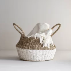 White Rope & Seagrass Belly Basket - Foreside Home & Garden 11 White Rope & Seagrass Belly Basket - Foreside Home & Garden -Northlight Store GUEST 6cff7b08 dedd 40f5 8097 4ee105715ca9