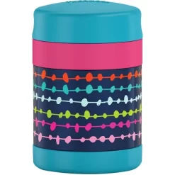 Thermos 10 Oz. Kid's Funtainer Stainless Steel Food Jar W/ Spoon - Lines & Dots