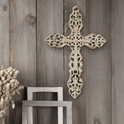 13" X 8.6" Decorative Distressed Cast Iron Wall Cross Worn White - Stonebriar Collection -Northlight Store GUEST 6f205cf6 0178 4cee ae94 25649c18abba