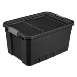 Sterilite Storage System Solution With 19 Gallon Heavy Duty Stackable Storage Box Container Totes With Grey Latching Lid For Home Organization