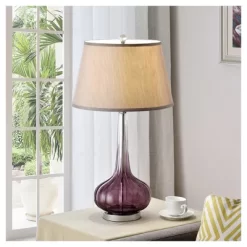 30" Retro Glass Table Lamp With 3-way Switch Purple - Ore International