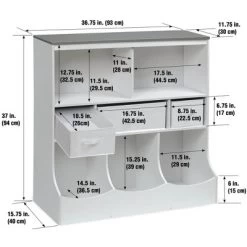 Combo Bin Storage Unit With Three Baskets - Solid White/Woodgrain Gray -Northlight Store GUEST 70d31241 d9f1 4eb9 8459 5aa19ce4bb4c