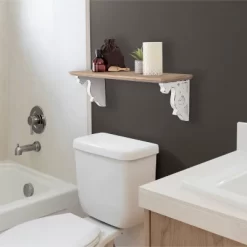 24" X 7" Abbidee Wood Shelf With Corbels Brown/White - Kate & Laurel All Things Decor -Northlight Store GUEST 7126bb97 14a6 42a5 a96c 4c0b7897fd78