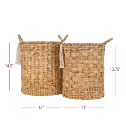 Set Of 2 Hand Woven With Tassel Baskets Water Hyacinth, Metal & Cotton Rope By Foreside Home & Garden -Northlight Store GUEST 72cf2f37 49e0 4596 bcc3 a20ea4a3ecc6