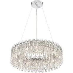 Possini Euro Design Alyssa Chrome Drum Chandelier 23 1/2" Wide Modern Crystal 12-Light LED Fixture For Dining Room Kitchen Island Entryway Bedroom -Northlight Store GUEST 72d0a421 5e99 4e52 9e71 3dc4bc80e7ac