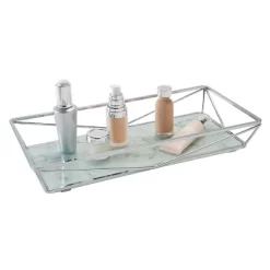 Geometric Tempered Glass Vanity Tank Tray White/Chrome - Home Details -Northlight Store GUEST 739d91ab 07bd 4be6 bcf5 1c315dd2e316