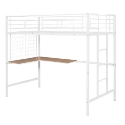 Twin Metal Loft Bed With Desk And Metal Grid - ModernLuxe -Northlight Store GUEST 73fac074 4ba2 4fb5 99f8 5f67e0d62f21