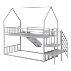 Twin Over Twin Metal Bunk Bed House Bed With Slide And Staircase-ModernLuxe 19 Twin Over Twin Metal Bunk Bed House Bed With Slide And Staircase-ModernLuxe -Northlight Store GUEST 747ba124 b67a 40cd b558 ec87f7a3651b