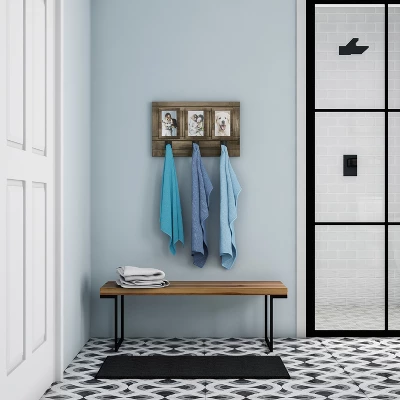 Wall Picture Collage With 3 Hanging Hooks- Wall Mounted Photo Frame Decor With Rustic Wood Look, Holds 4x6 Pictures By Hastings Home 8 Wall Picture Collage With 3 Hanging Hooks- Wall Mounted Photo Frame Decor With Rustic Wood Look, Holds 4x6 Pictures By Hastings Home - Image 6