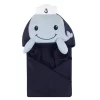 Little Treasure Baby Boy Cotton Animal Face Hooded Towel, Sailor Whale, One Size