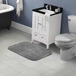 24"x40" Traditional Plush Nylon Washable Bath Rug Gray - Garland Rug