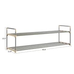 Hastings Home 12-Pair Freestanding 2-Tier Shoe Storage Rack – Black
