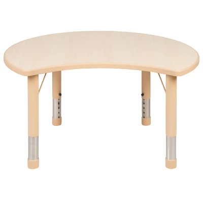 Flash Furniture 25.125"W X 35.5"L Crescent Natural Plastic Height Adjustable Activity Table 9 Flash Furniture 25.125"W X 35.5"L Crescent Natural Plastic Height Adjustable Activity Table - Image 7
