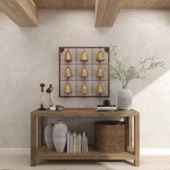 Metal Bell Square Frame Wall Decor Brass - Olivia & May -Northlight Store GUEST 767181ba 07b8 47c6 aec8 1505cc4ee77b