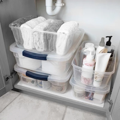 Rubbermaid Cleverstore Bundle With 4 Pack Of 41 Quart Stackable Latching Storage Totes And 4 Pack 95 Quart Stackable Latching Storage Bins, Clear 4 Rubbermaid Cleverstore Bundle With 4 Pack Of 41 Quart Stackable Latching Storage Totes And 4 Pack 95 Quart Stackable Latching Storage Bins, Clear - Image 2