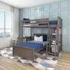 Max & Lily L-Shaped Twin Over Twin Bunk Bed With Bookcase And Desk