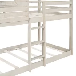 Twin Over Twin Wooden Bunk Bed With Roof, Window, Guardrail And Ladder - ModernLuxe -Northlight Store GUEST 76f57050 ecb1 432a a83c a6780eccfc14