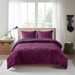 Blair Full/Queen 3pc Reversible Comforter Mini Set Navy/Purple -Northlight Store GUEST 77102ad5 0c3f 4f9a 855a c7af2ee9f847