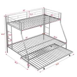 Twin Over Full Steel Bunk Bed With Twin Size Trundle Bed And Two-Side Ladders-ModernLuxe 15 Twin Over Full Steel Bunk Bed With Twin Size Trundle Bed And Two-Side Ladders-ModernLuxe -Northlight Store GUEST 77554a36 521f 4f07 8289 f879426f5283