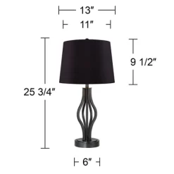 360 Lighting Heather Modern Industrial Table Lamps 25 3/4" High Set Of 2 Dark Iron With USB Charging Port Black Faux Silk Drum Shade For Bedroom Desk -Northlight Store GUEST 787b6d95 c64a 499b a39f 55fbba9eb732