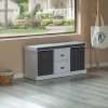 Basicwise MDF Storage Box Shoe Bench With 2 Shelves, Foldable Baskets And A Gray Cushion, White