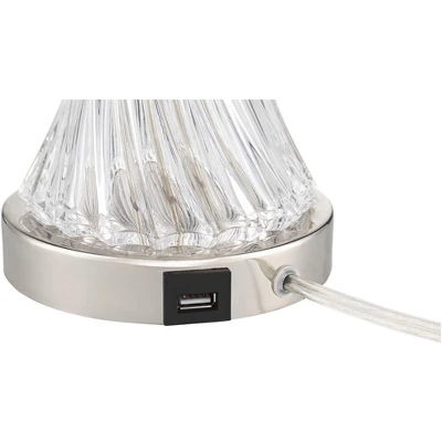 Regency Hill Luca Modern Table Lamps 25 1/2" High Set Of 2 Clear Glass With USB Charging Ports Dimmers White Fabric Drum Shade For Bedroom House Desk 7 Regency Hill Luca Modern Table Lamps 25 1/2" High Set Of 2 Clear Glass With USB Charging Ports Dimmers White Fabric Drum Shade For Bedroom House Desk - Image 5