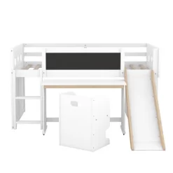 Wood Loft Bed With Slide, Cabinets, Blackboard, Desk And Chair-ModernLuxe -Northlight Store GUEST 7a1563cf 61ec 4986 9303 31fc9998d735