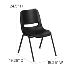 Emma And Oliver Kid's Black Ergonomic Shell Stack Chair - Black Frame And 14"H Seat -Northlight Store GUEST 7e590dd6 105f 4bd1 a345 c47ac26cbe85