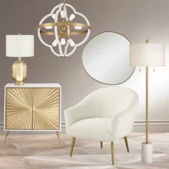 Possini Euro Design Rorschach Uneven Round Vanity Wall Mirror Modern Champagne Frame 30" Wide For Bathroom Bedroom Living Room Office Entryway House -Northlight Store GUEST 7ec1388f 2002 411d 92b5 b9ef8cb207a3